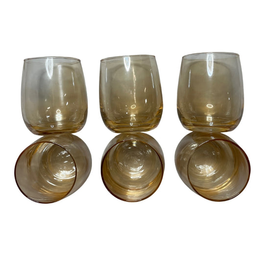Set de Vasos de Vidrio Color Ámbar — 6 Piezas