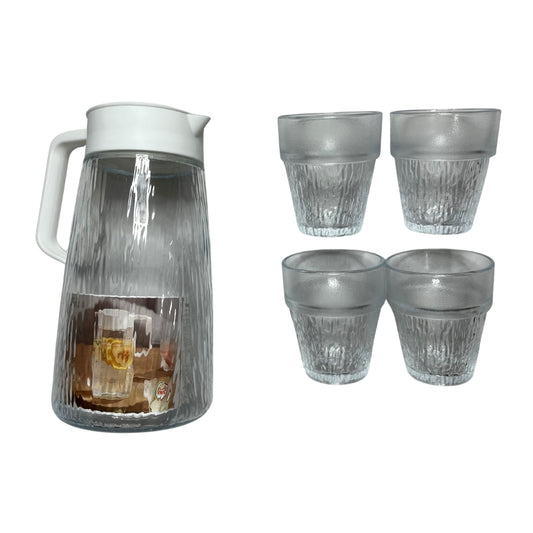 Set de Pichel con Vasos de Vidrio Texturizado — 5 Piezas