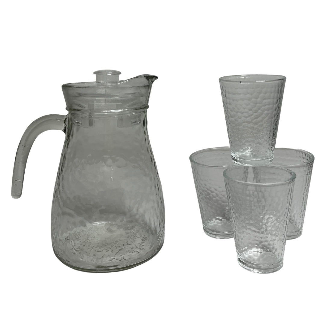 Set de Pichel de Vidrio Texturizado con 4 Vasos