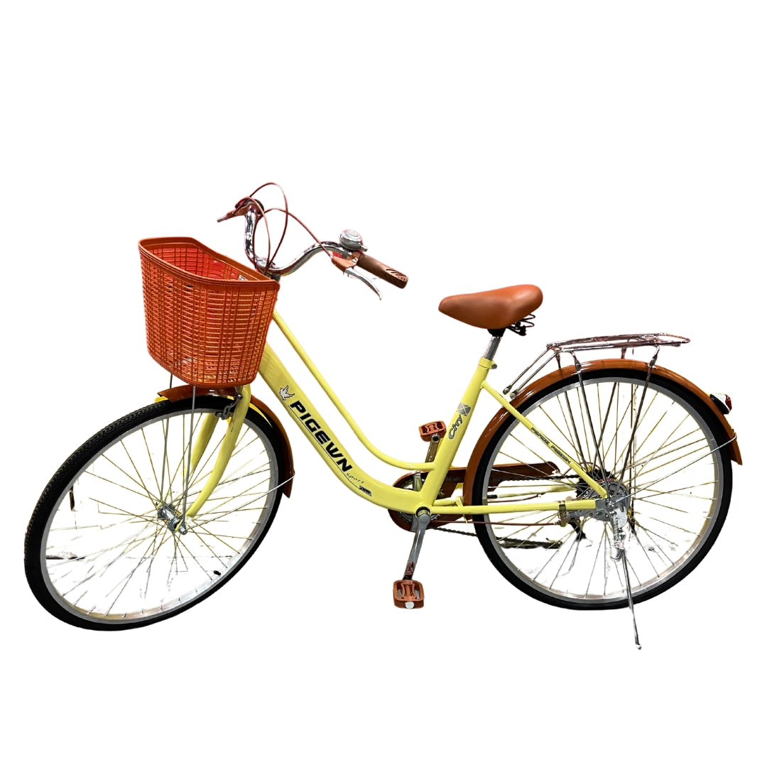 Bicicleta Urbana Vintage con Canasta y Parrilla Trasera