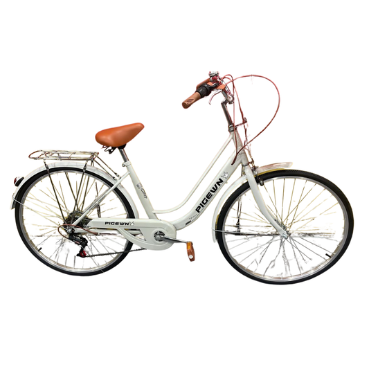 Bicicleta Urbana Vintage con Canasta y Parrilla Trasera