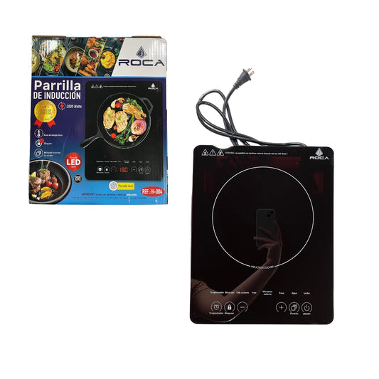 Parrilla de Inducción Eléctrica ROCA 2500W – Cocina Portátil con Pantalla LED y Control Táctil
